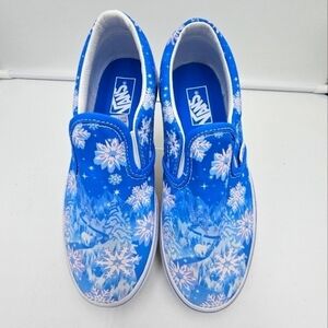 🆕Van's Big Kids 'Snowflakes - Winter Wonderland Blue' Classic Slip-On LTD ED